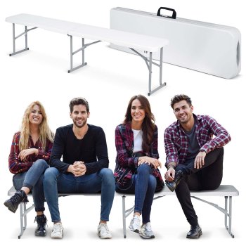 Plonos 180 cm White Folding Garden Bench - Sturdy Outdoor Seating