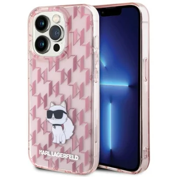 Karl Lagerfeld Monogram Choupette Case for iPhone 15 Pro, Pink