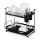 Massido MS-602 2-Tier Dish Drying Rack with Drainboard, black