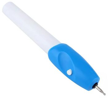 Wireless Engraving Pen, Battery-Operated Engraver Tool with 2 Tips, White-Blue