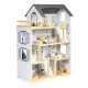 ECOTOYS Wooden Dollhouse with 18-Piece Furniture Set and 4 Dolls