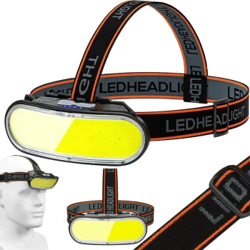 COB LED Rechargeable Headlamp with USB-C, 5 Modes, Black