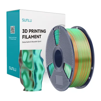Sunlu PLA+ Silk Tri-Color 3D Filament, Orange, Blue, and Green