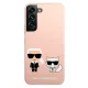 Samsung Galaxy S22+ Plus 5G (SM-S906) Karl Lagerfeld Silicone Ikonik Karl & Choupette Case Cover (KLHCS22MSSKCI), Pink