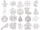 Wooden Christmas Tree Ornaments, Decorations, 20 Pcs, White