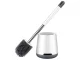 Silicone Toilet Brush with Holder, Wall-Mounted/Freestanding, White/Grey