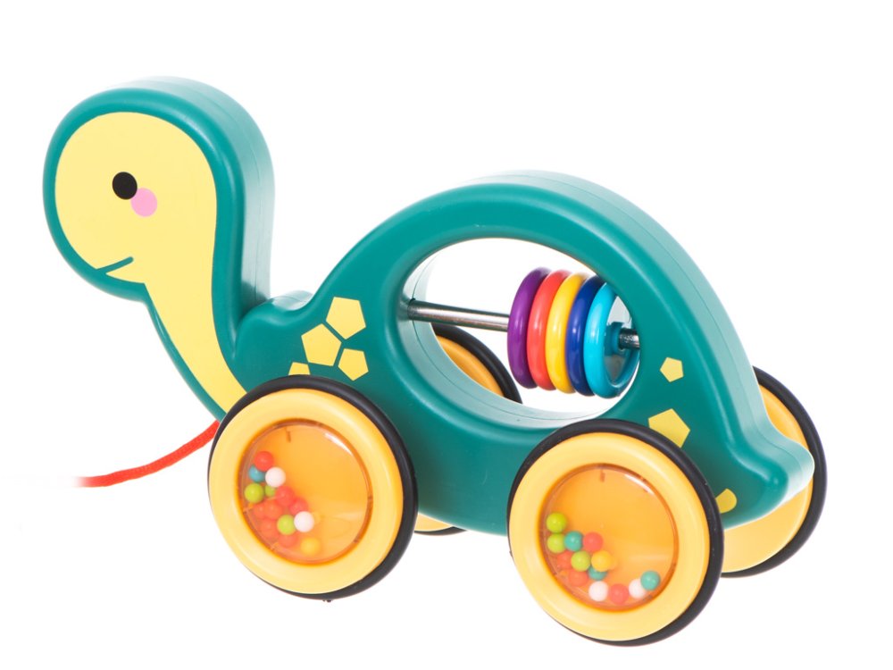 Wooden Kids Rattle Pull Along Toy with Rope Turtle (0)