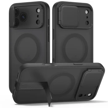 Tech-Protect Kevlar Aura MagSafe Case for iPhone 18 Pro / 17 Pro with Stand, Matte Black