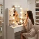 ModernHome Makeup Vanity Table with Lighted Mirror, 3 Color Modes & Adjustable Brightness
