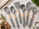 6-Piece Silicone Kitchen Utensils Set with Rotating Stand Grey