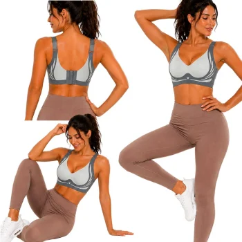 Women's Seamless Push-Up Sports Bra, Gray, Size XL