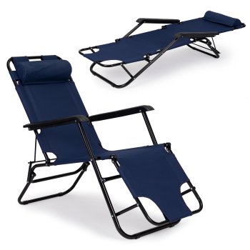 Folding Garden Lounger with Headrest MultiGarden, Blue