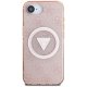 Guess IML Metal Glitter 4G Circle Triangle MagSafe Case for iPhone 16e, Pink