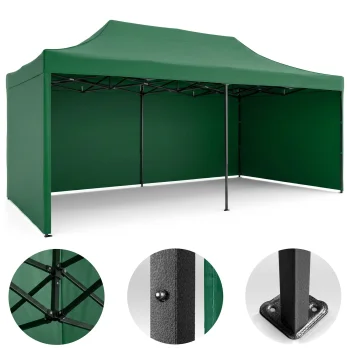 Plonos Garden Pavilion with 3 Walls 3x6m Green