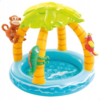INTEX Tropical Island Inflatable Kids Pool with Sunshade Canopy 58417