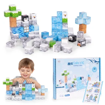 Magnetic Building Blocks for Kids 97 Piece Set, Winter Theme