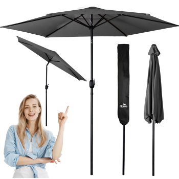 Plonos Foldable Garden Umbrella, 300 cm, Black