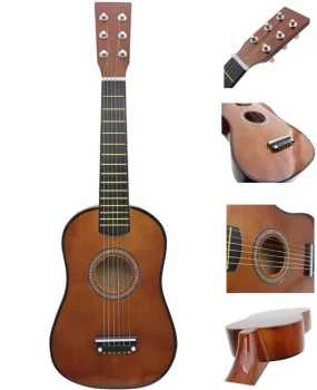 Kids' 6-String Wooden Acoustic Guitar, 60 cm, Coffee