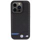 BMW iPhone 15 Pro Case Leather Carbon, Black