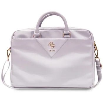 Guess 16" Laptop Bag ZIP Leather Triangle, Purple