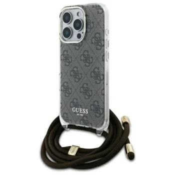 Guess iPhone 16 Pro Max Case Crossbody Cord 4G Print, Brown
