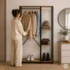 ModernHome Free Standing Clothes Rack with Shelves, Light Oak / Black, 90 x 40 x 167 cm