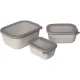 Mepal Cirqula Rectangular Food Container Set 3-Piece, 750 ml, 1500 ml, 3000 ml, Nordic White