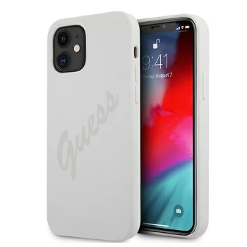 Guess iPhone 12 mini Case Silicone Vintage Script, Cream