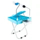 Pedicure table with adjustable footrest, fan and illuminated magnifier