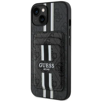 Guess 4G Stripes Case with MagSafe Wallet for iPhone 15, Black