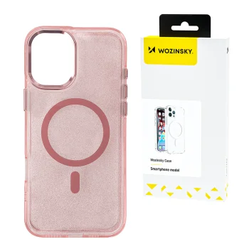 Wozinsky Glitter MagSafe Case for Samsung Galaxy S25, Pink with Glitter