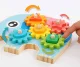 Wooden Educational Sorter Montessori Elephant with Gears