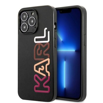 Karl Lagerfeld Multipink Brand Hard Case for iPhone 13 Pro Max, Black