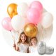 Ricokids Helium Cylinder 0.20 m³ with 30 Balloons and Ribbon, White/Pink/Gold