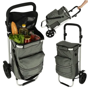 Shopping Trolley Bag on Wheels with Reflectors, 100cm, Grey