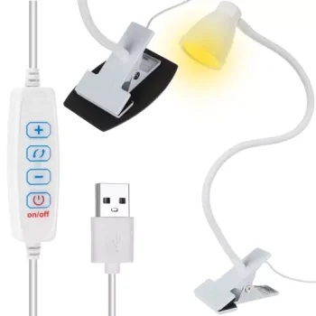 Izoxis 00019455 Desk Lamp with Clip and Base, White