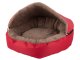 Soft pet house bed for cat or dog with removable roof, red