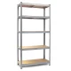 Humberg HR-810 Metal Storage Shelving Unit, 150 x 75 x 30 cm, Silver