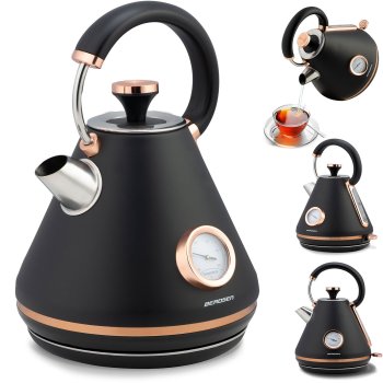 Electric Kettle Berdsen BD-701, 1.7 L, with Thermometer, Black