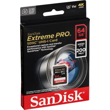 SanDisk Extreme PRO SDXC 64GB UHS-I U3 V30 Memory Card (up to 200 MB/s)