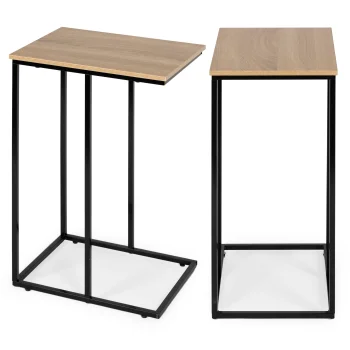 ModernHome C-Shaped End Table for Laptop Sofa Side Table with Metal Frame