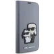 Karl Lagerfeld iPhone 14 Pro Max Wallet Case Saffiano Karl & Choupette, Silver