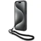 BMW Signature Leather Wordmark Cord Case for iPhone 15 Pro Max 6.7\", Black