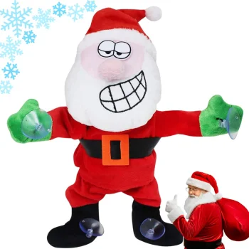 Dancing and Singing Santa Claus, Window Decoration with Suction Cups, 30 cm