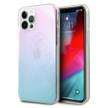Guess iPhone 12 Pro Max Case 4G 3D Pattern, Blue/Pink