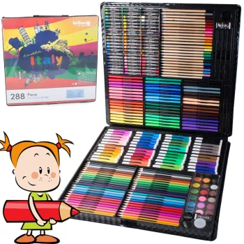 Art set for kids in carry case, 288 pieces