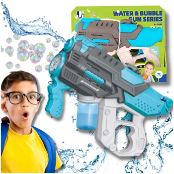 Bakalu 2-in-1 Electric Bubble and Water Gun, Blue/Grey