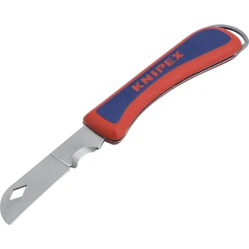 KNIPEX 16 20 50 SB Electrician's Folding Knife, 80 mm Blade, Red / Blue