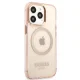 Guess Gold Outline Translucent MagSafe Case for iPhone 13 / 13 Pro, Pink