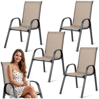 Sofotel So-980 Garden Chairs, Textilene, Beige/Graphite, 4 Pcs